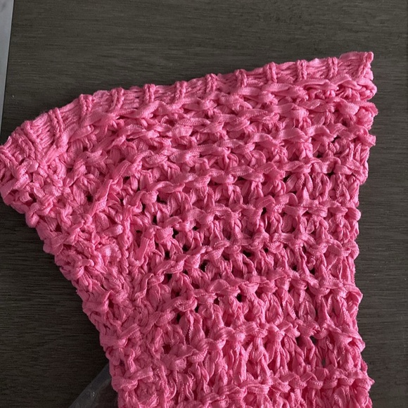 O&O Pink Open Net Long Bell Sleeve Front Pocket Tunic Top NWT - Picture 8 of 13